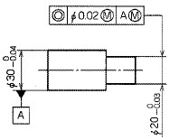 図44 同軸度公差及びデータムにMを指示した例