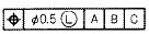 図45 a） 位置度公差への指示例（公差値にLを指示）