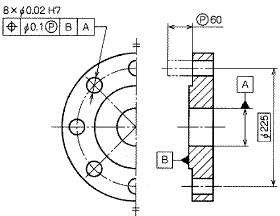 図46 突出公差域の指示例